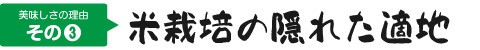 美味しさの理由その③ 米栽培の隠れた適地